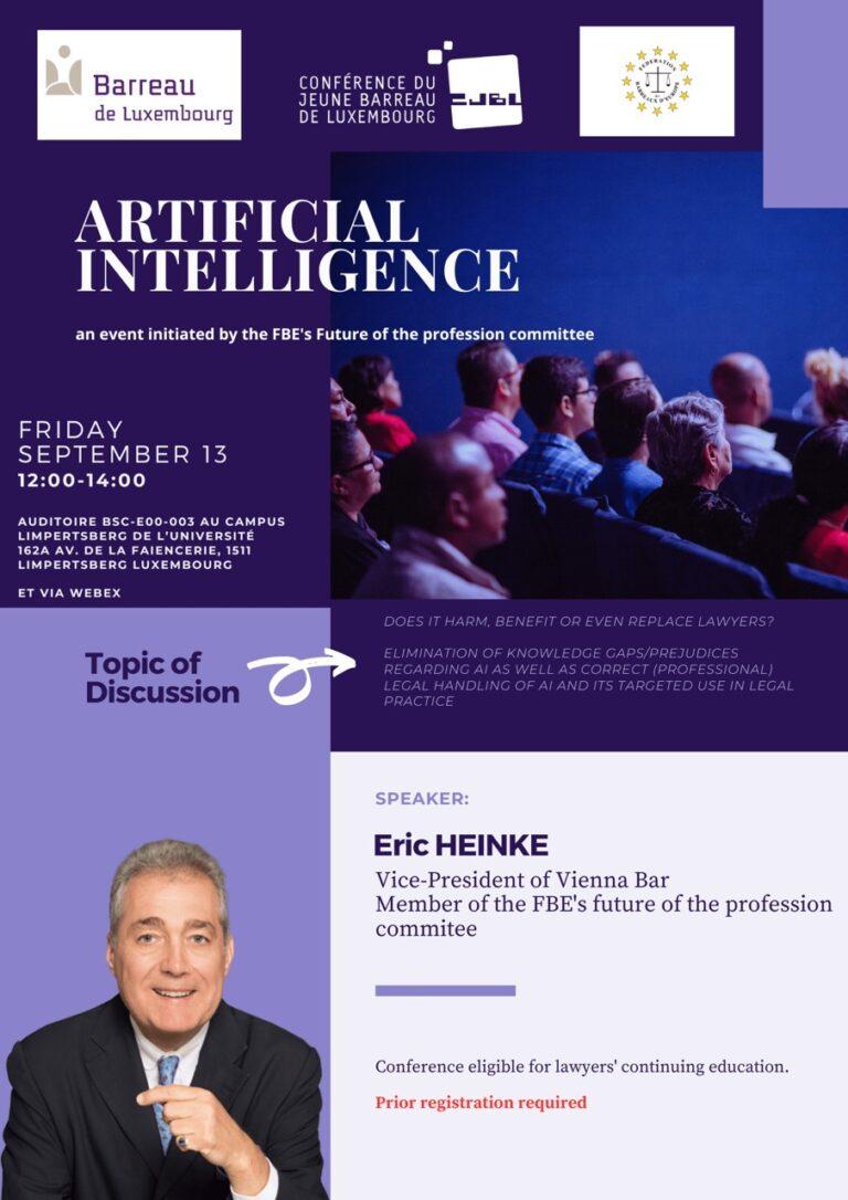 Read more about the article Conference – Artificial Intelligence – Luxembourg, 13th September 2024 – 12.00/14.00